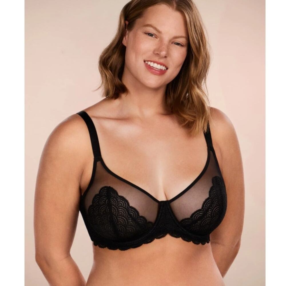 HSIA Mermaid Scales Lace Underwire Bra NWT Black 36DD Minimizer